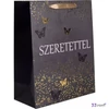 Ajándéktasak Szeretettel fekete arany pillangós S 11x14cm