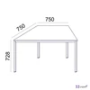 Általános asztal fémlábbal trapéz alakú 75x150/75cm MAYAH Freedom SV-41 fehér