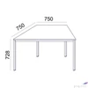 Kép 3/4 - Általános asztal fémlábbal trapéz alakú 75x150/75cm MAYAH Freedom SV-41 fehér