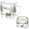 Bögre porcelán 350ml fémdobozban, White Forest