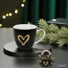 Bögre porcelán 460ml díszcsomagolásban, Dark Blue Gold Heart