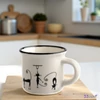 Bögre porcelán 75ml presszós, ágaskodó fekete macskás fekete csíkkal