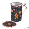 Kép 1/3 - Bögre Porcelán karácsonyi 3dl tetővel fémszűrővel, Gingerbread dobozban