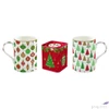 Kép 1/2 - Bögre Porcelán karácsonyi 3,5dl 2db+fémdoboz 7,5x7,5x9cm, 2db-os dobozban