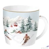 Kép 1/2 - Bögre Porcelán karácsonyi 350ml, fémdobozban, Chalet