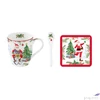 Kép 1/2 - Bögre Porcelán karácsonyi 3,5dl kanállal, parafa poháralátéttel dobozban Joyful Santa