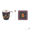 Kép 1/3 - Bögre Porcelán karácsonyi 3,5dl Gingerbread kanállal,poháralátétte dobozban