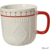 Bögre porcelán karácsony fehér színű piros füllel SDKAE25 dombornyomott 2 féle 8,7x9,3cm