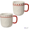 Bögre porcelán karácsony fehér színű piros füllel SDKAE25 dombornyomott 2 féle 8,7x9,3cm