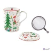Bögre porcelán karácsony 3,5dl szűrős tetővel Ready for Christmas dobozban