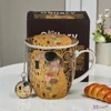Bögre teafőzővel porcelán THE KISS BROWN inspired by Klimt Díszdobozban