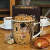 Bögre teafőzővel porcelán THE KISS BROWN inspired by Klimt Díszdobozban