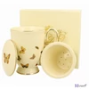 Bögre porcelán 400ml BUTTERFLIES ECRU-pillangós Díszdobozban teaszűrővel