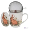 Bögre porcelán 400ml World of Animals HARE-nyuszis Díszdobozban teaszűrővel