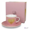 Csésze aljjal porcelán 250ml Pink - BIG HEART szíves Díszdobozban