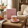 Csésze aljjal porcelán 250ml Pink - BIG HEART szíves Díszdobozban