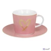 Csésze aljjal porcelán 250ml Pink - GOLD HEART-szíves Díszdobozban