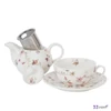 Csésze és teáskanna porcelán 350ml rozsdamentes teaszűrővel SAFA Díszdobozban