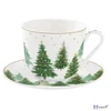 Csésze+alj porcelán reggeliző 4dl Festive Trees dobozban