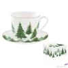 Kép 2/2 - Csésze+alj porcelán reggeliző 4dl Festive Trees dobozban