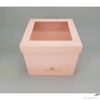 Kép 2/2 - Díszdoboz karton virágbox és bonbon doboz tetővel pink méretek: 18.5x18.5x15.5cm