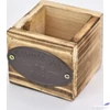 Kép 2/2 - Fa dekor tároló fehér festett 8x8x7cm-es fém etikettes Floverpot -DE- Rose