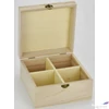 Kép 2/2 - Fa doboz teásdoboz natúr 4rekeszes 15x15x8cm-es doboz GRAVÍROZHATÓ! 3272