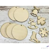 Kép 2/2 - Fa figura dísz karácsonyi figurákkal 7cm - kör 5db/cs