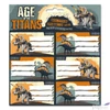 Kép 1/2 - Füzetcímke Ars Una 3x6db Age of the Titans (5261) 23 dínó 53832610 Öntapadós - egy csomagban külön