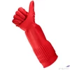 Kép 2/2 - Gumikesztyű háztartási latex extra hosszú 38cm M méret BONUS piros