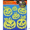 Kép 1/2 - Halloween Ablakmatrica foszforeszkáló töklámpások 32x31cm Halloween mintás party dekoráció!