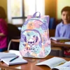 Kép 7/7 - Hátizsák Stitch kiskamaszoknak Stitch pasztel 25x39x33x11 ergonómikus 2 cipzáras zseb és 2 kisebb nyitott zseb