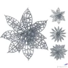 Kép 1/2 - Karácsonyi 8cm glitteres pick 23 ezüst és fehér szín, 3féle típus csíptetős dísz fenyődísz