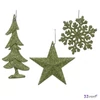 Karácsonyi dekor akasztós 24' mentazöld glitteres, 3 féle, 0.8cmx10.5cmx10.5cm sdkae