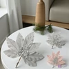Dekor virág ezüst rózsaszín Glitteres flitter levél csiptetővel 25cm 2féle ezüst, púder rózsaszín  KPM25