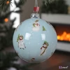Karácsonyi fenyődísz gömb 24' kék, hóember mintás fenyő gömb 8x8x9.3cm törhetetlen sdkae