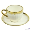 Kép 1/2 - Kerámia csésze kávés csészealjjal espresso fehér arany 11,5x11,5x1,5cm SDDST5