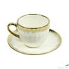 Kép 2/2 - Kerámia csésze kávés csészealjjal espresso fehér arany 11,5x11,5x1,5cm SDDST5