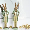 Nyuszi figura 26x7x8cm Öltönyben (bézs/zöld) kézzel festett (2-féle)1db/ár SDGW26 tavasz húsvét