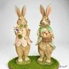Nyuszi figura 40x15x13cm színes virágokkal, kézzel festett (2-féle)1db/ár SDGW26 tavasz húsvét