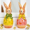 Nyuszi tojás masnival 18cm kézzel festett kerámia figura sárga/rózsaszín (2-féle)1db/ár SDGW26