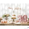Kép 1/2 - Party Banner Happy Birthday Rosegold, fólia felirat 16,5x62cm 2méteres szalagon