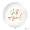 Partylufi mintás fehér, 100cm, gömb Just married Óriás