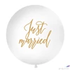 Kép 1/2 - Party Lufi mintás fehér, 100 cm, gömb Just married Óriás