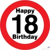 Kép 1/2 - Party Sebességkorlátozó tábla 50cm, Happy 18 Birthday feliratos tábla Szülinpi műanyag parti dekoráció