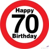 Kép 1/2 - Party Sebességkorlátozó tábla 50cm, Happy 70 Birthday feliratos tábla Szülinpi műanyag parti dekoráció