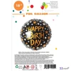 Partylufi fólia Happy Birthday fekete arany csillagos gömb 45 cm 