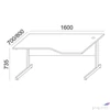 Kép 4/5 - Íróasztal íves jobbos szürke fémlábbal 160x80cm MAYAH Freedom SV-29 fehér