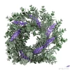 Kép 1/3 - Selyemvirág - művirág 25cm levendula koszorú lila 25x25x25cm SDDST5  élethű