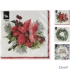 Szalvéta 33x33cm karácsony 16db/csomag 3féle MIKULÁSVIRÁG KPM25